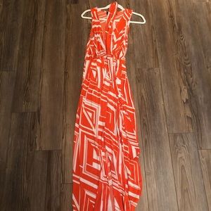 Orange and White Maxi Dress